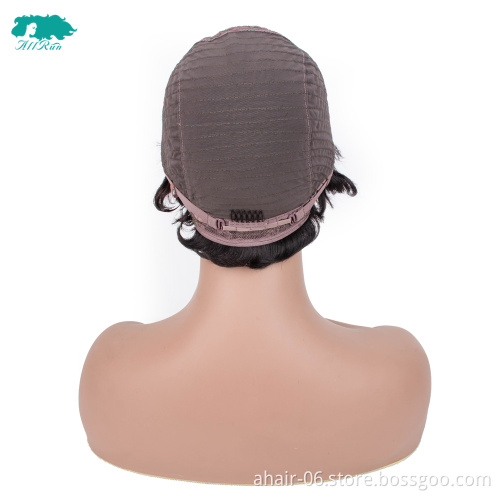 All Run 10A Grade Natural Color Brazilian Hair Short Curly Style  Wave Machine Wigs Cheap Wholesale